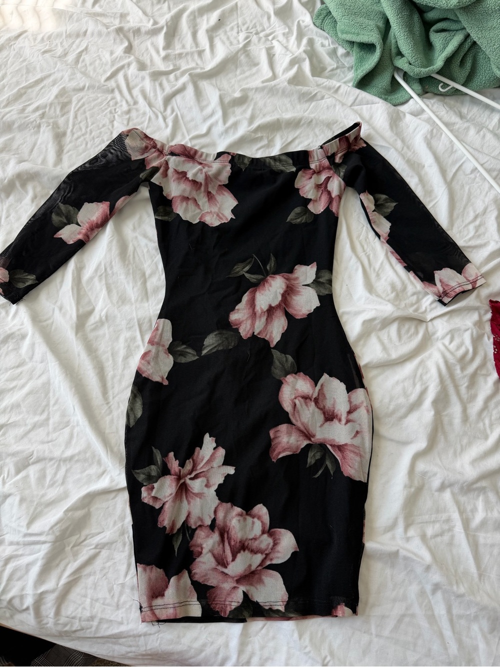 Bodycon Floral dress with Sheer sleeves
